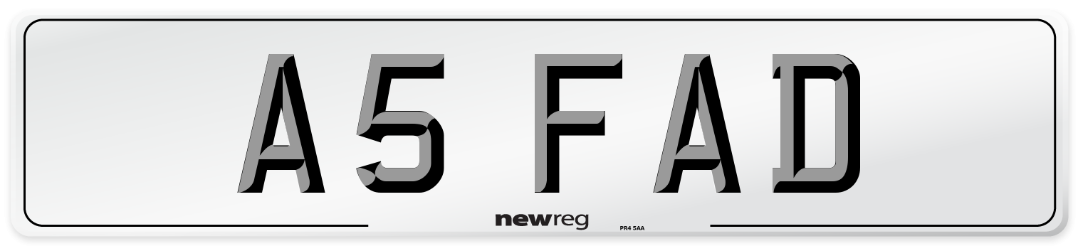 A5 FAD Number Plate from New Reg